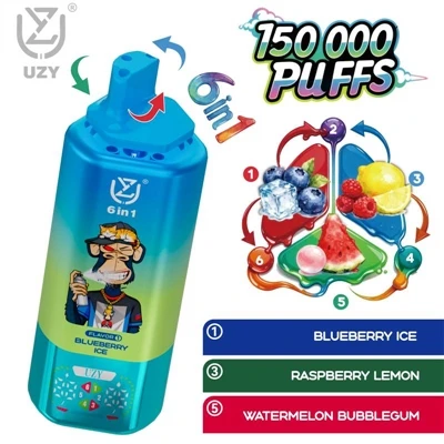 UZY 6-in-1 150K סיגריה אלקטרונית חד פעמית|150000 שאיפות, החלפת שישה טעמים, 64...