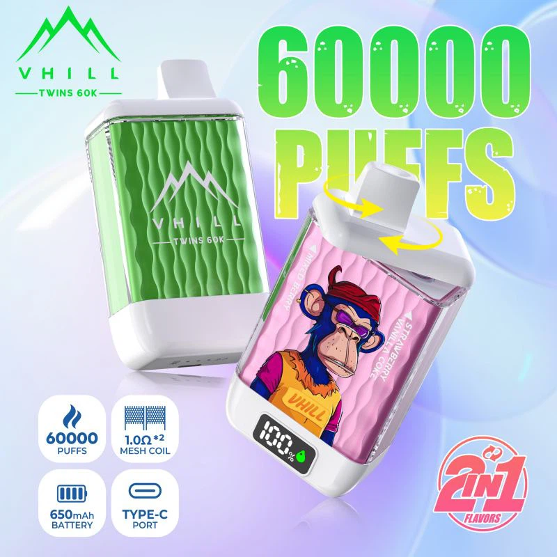 סיגריה חד פעמית של Vhill Twins 60000 E-: ניתוח מקיף של חדשנות מבנית וחווית מש...