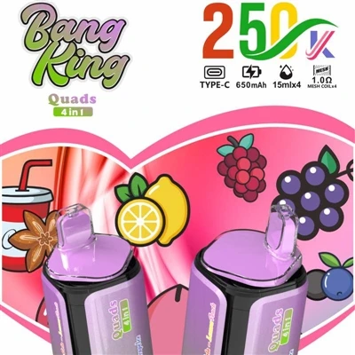 BANG KING Quads 4IN1 250000: חוויה חדשה לגמרי בסיגריות E-פרימיום חד פעמיות עם...