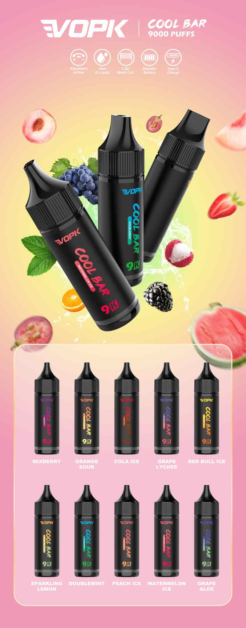 VOPK COOL BAR 9000 PUFFS haibao VOPK COOL BAR 9000 PUFFS haibao